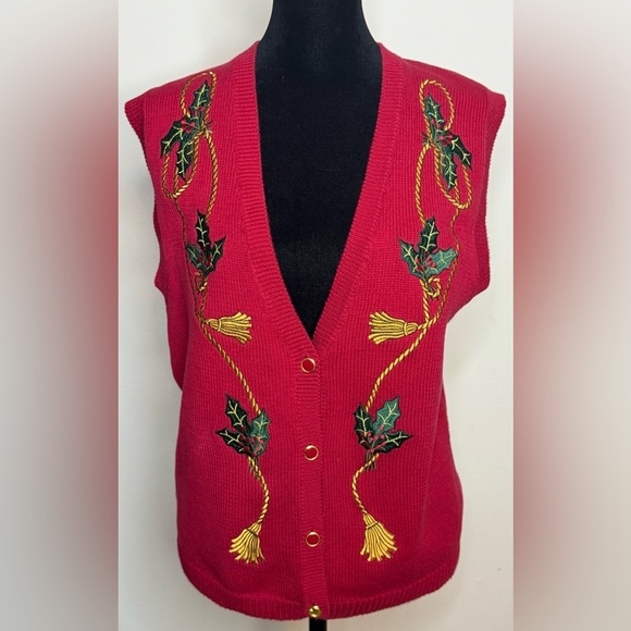 Charter Club Sweaters - Vintage Charter Club simple Red Christmas Sweater Vest Hipster Preppy medium EUC